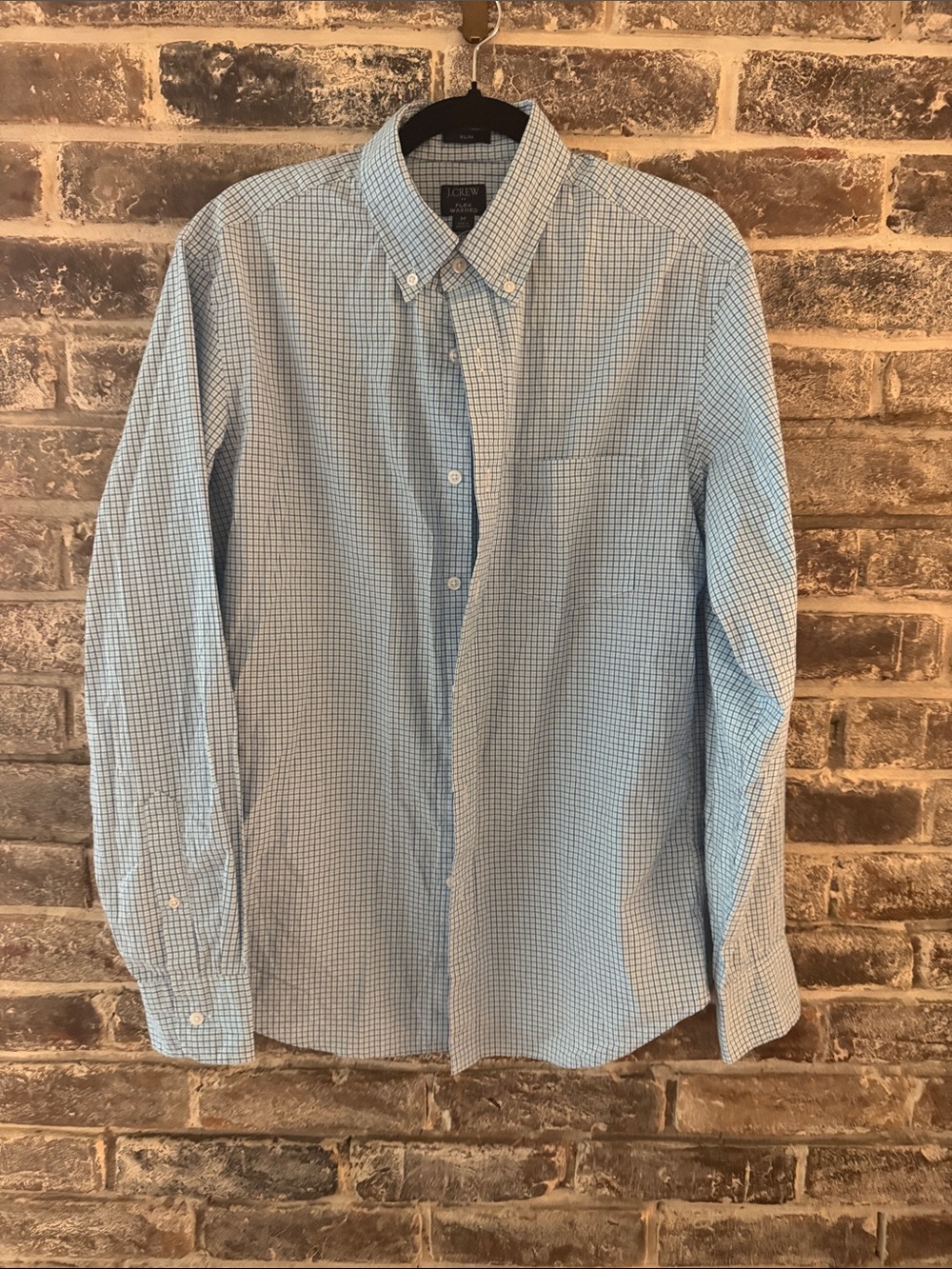 J. Crew Men’s Light Blue Micro-Check Button-Down Shirt